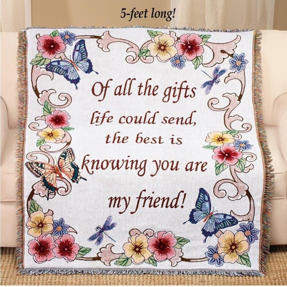 Collections Etc My Friend Floral Tapestry Throw Blanket 50x60
